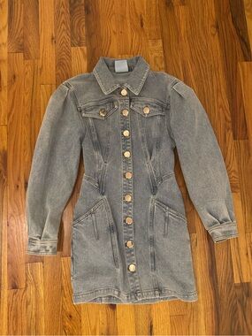 Acler Gray Denim Button-Front Jacket Dress
